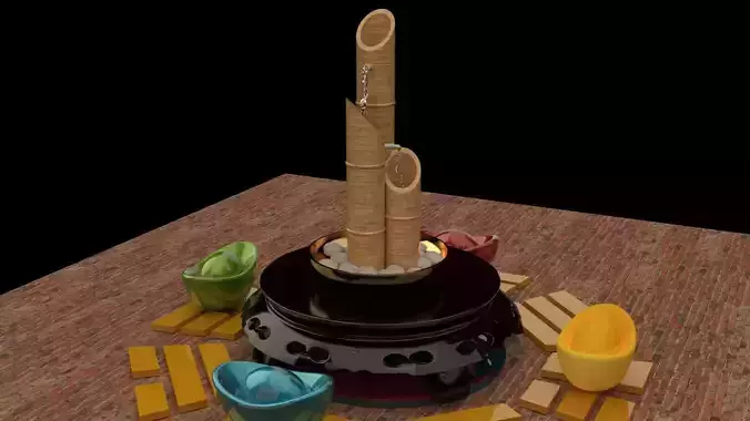 Chinese bamboo water fountain   