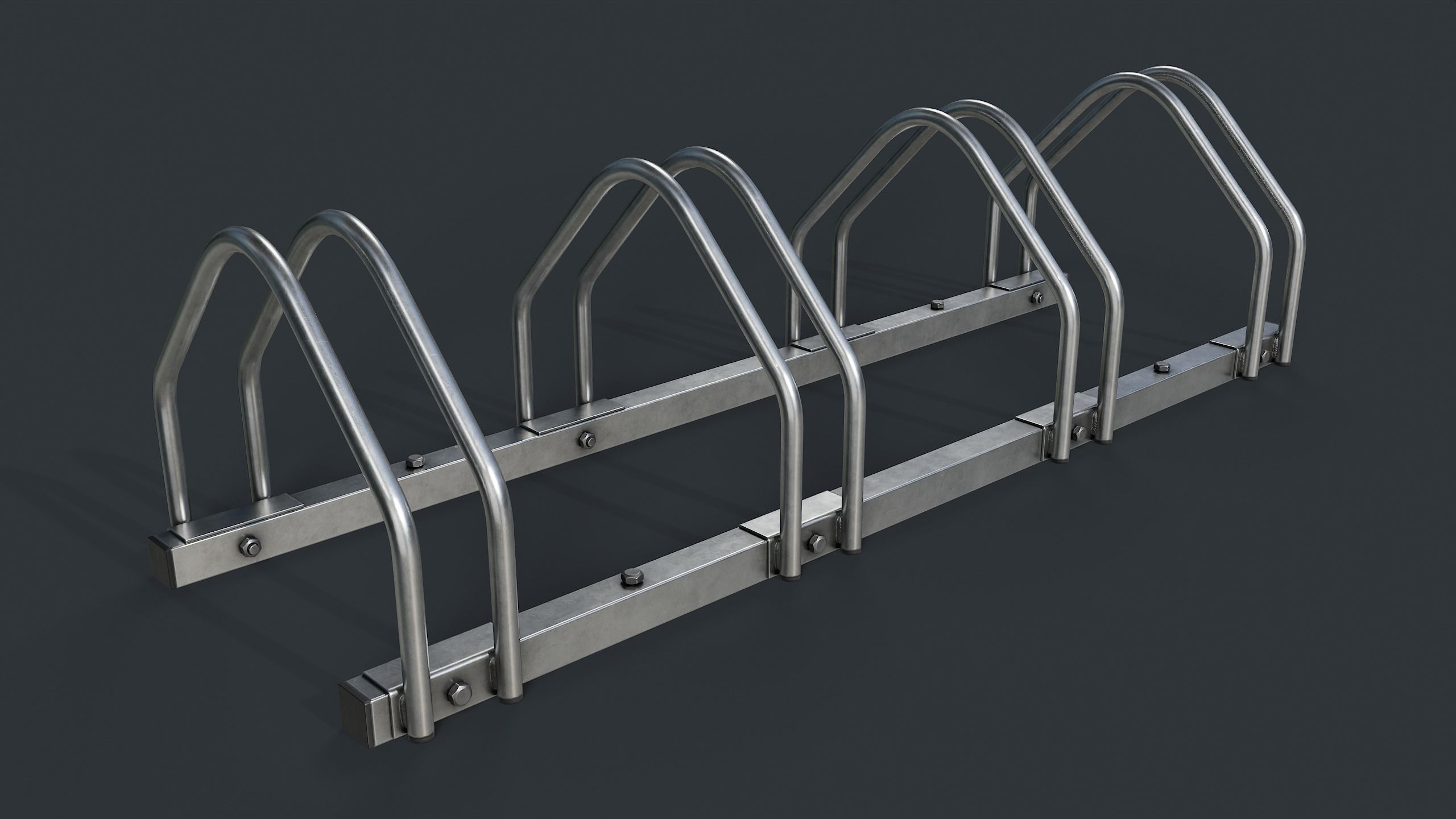 Bike Rack 2 PBR Game Ready Low-poly 3D model_3