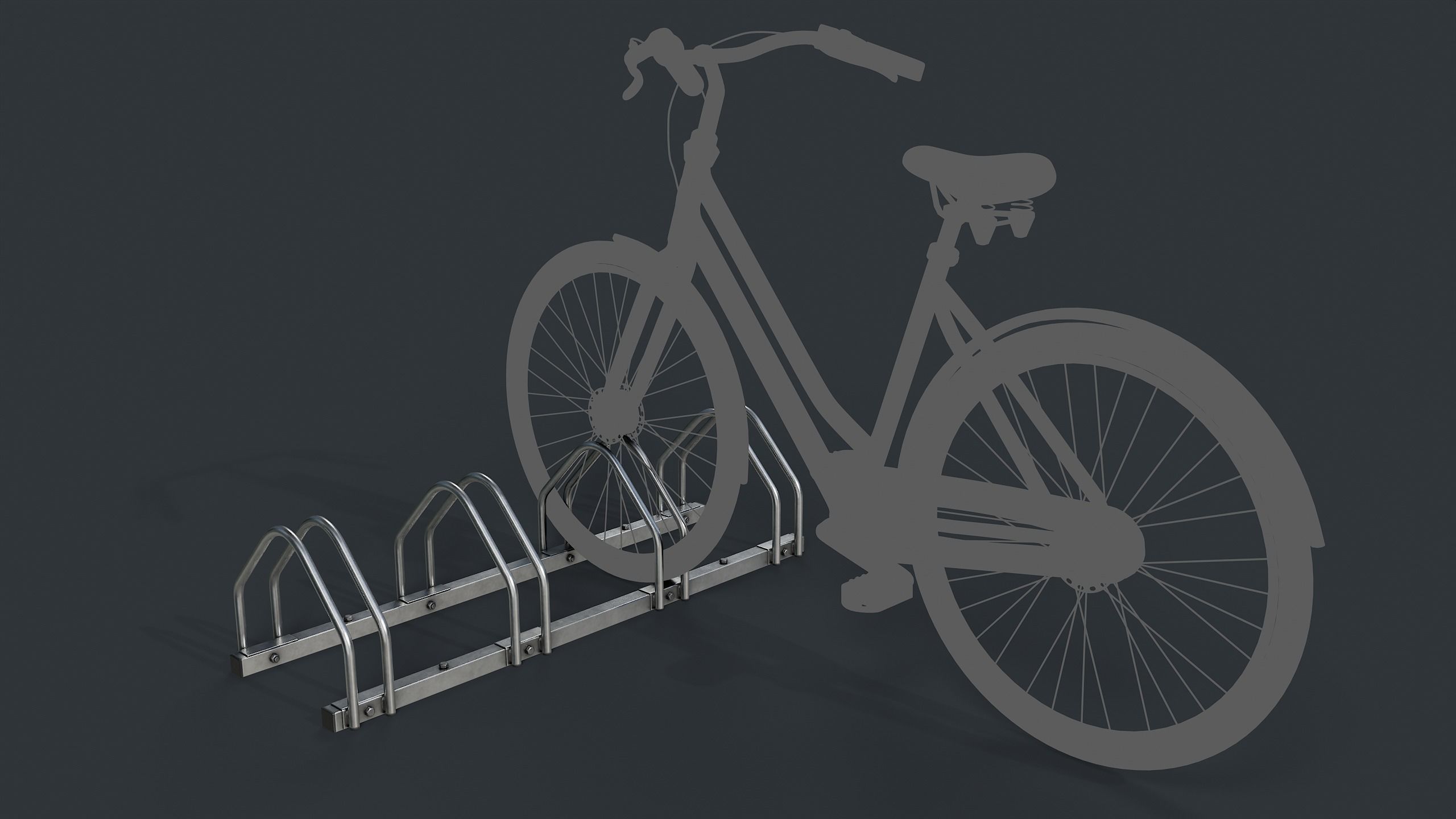 Bike Rack 2 PBR Game Ready Low-poly 3D model_1