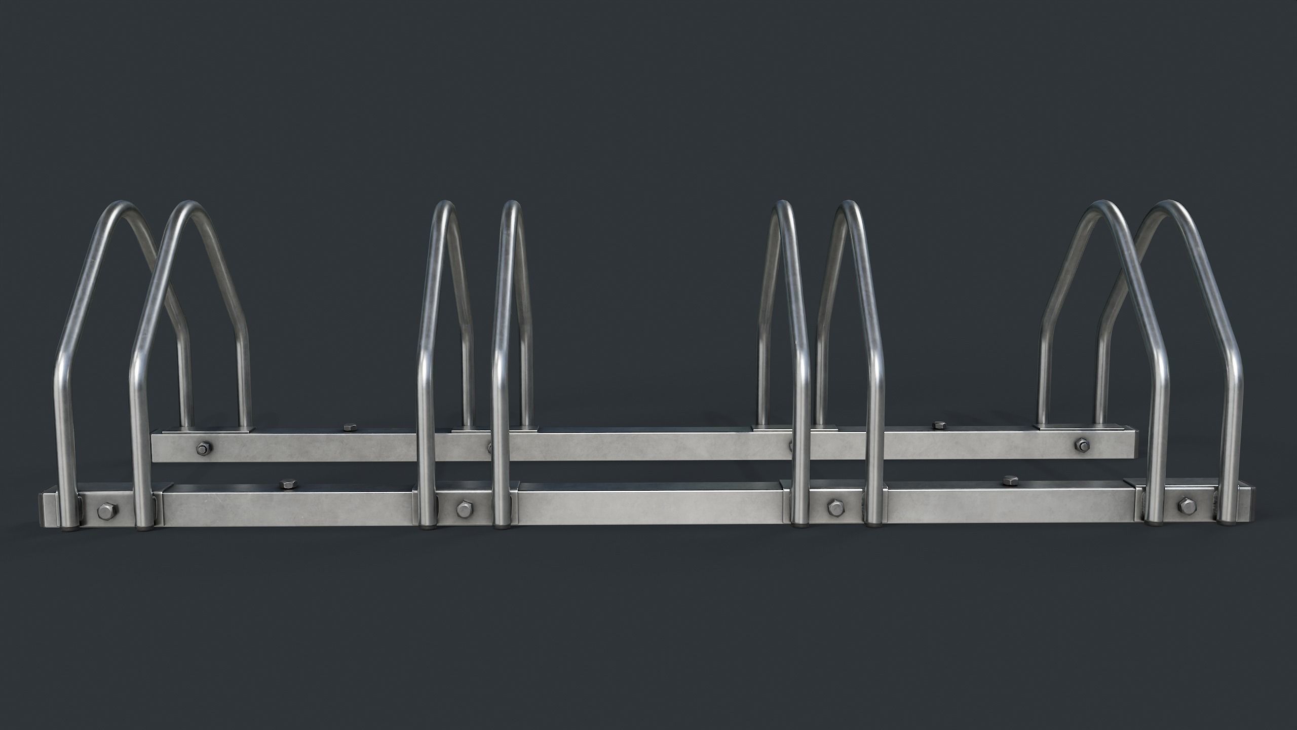 Bike Rack 2 PBR Game Ready Low-poly 3D model_5