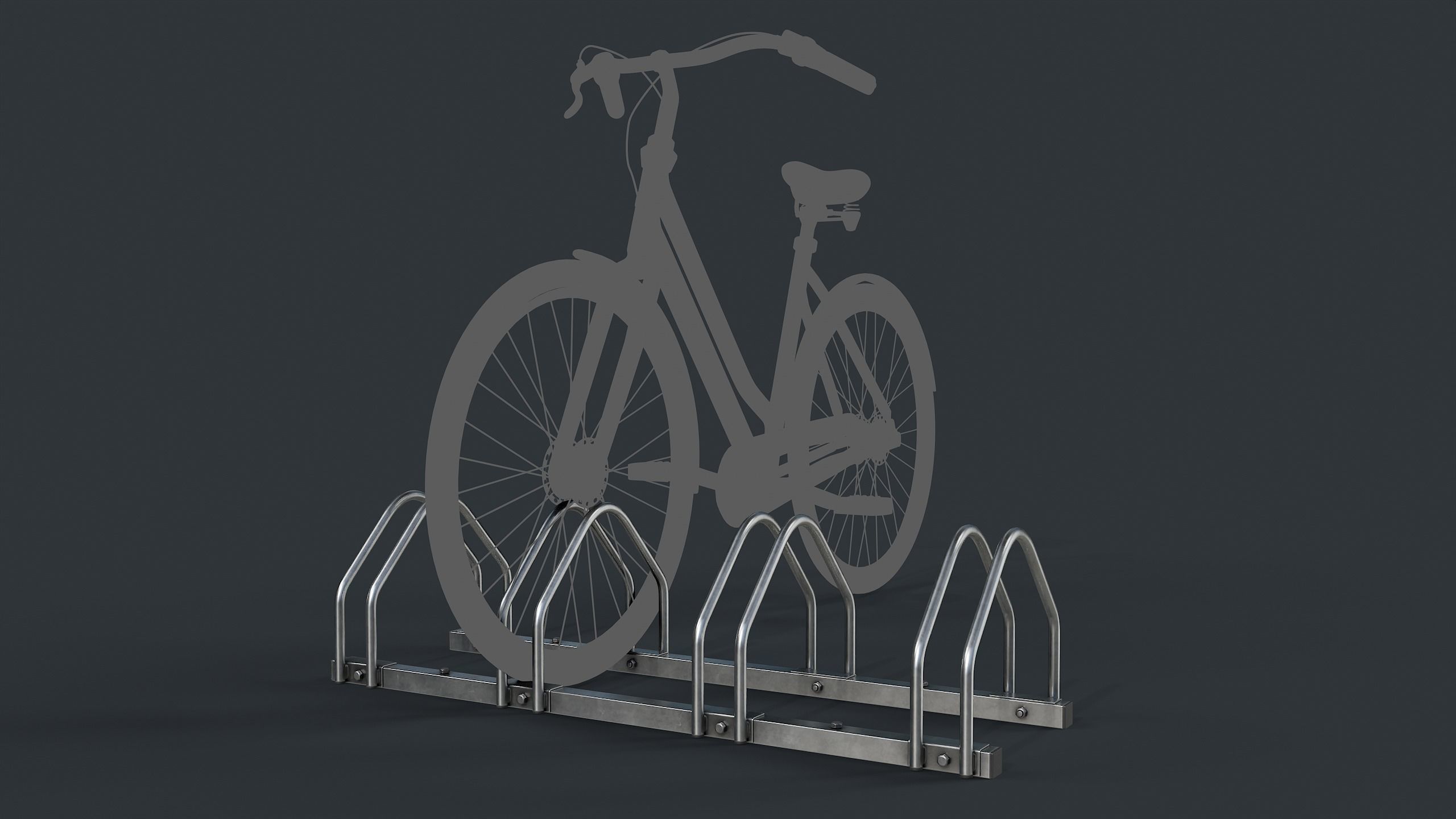 Bike Rack 2 PBR Game Ready Low-poly 3D model_2