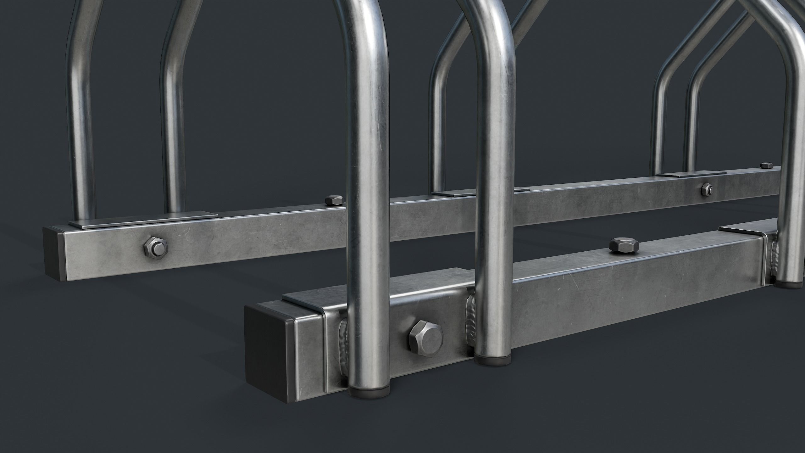 Bike Rack 2 PBR Game Ready Low-poly 3D model_8