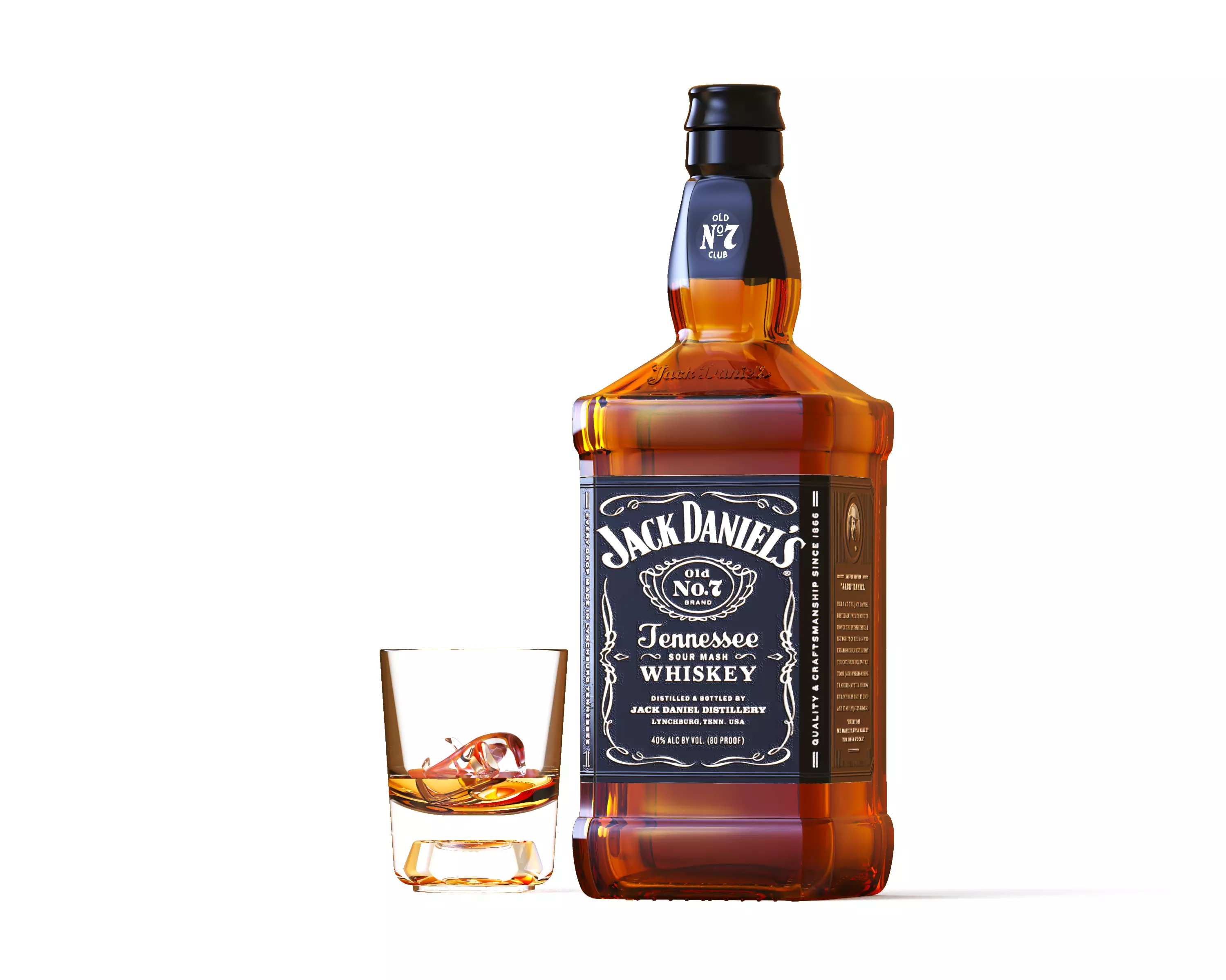 Jack Daniels Whisky Old No7 Glass bottle Free 3D model