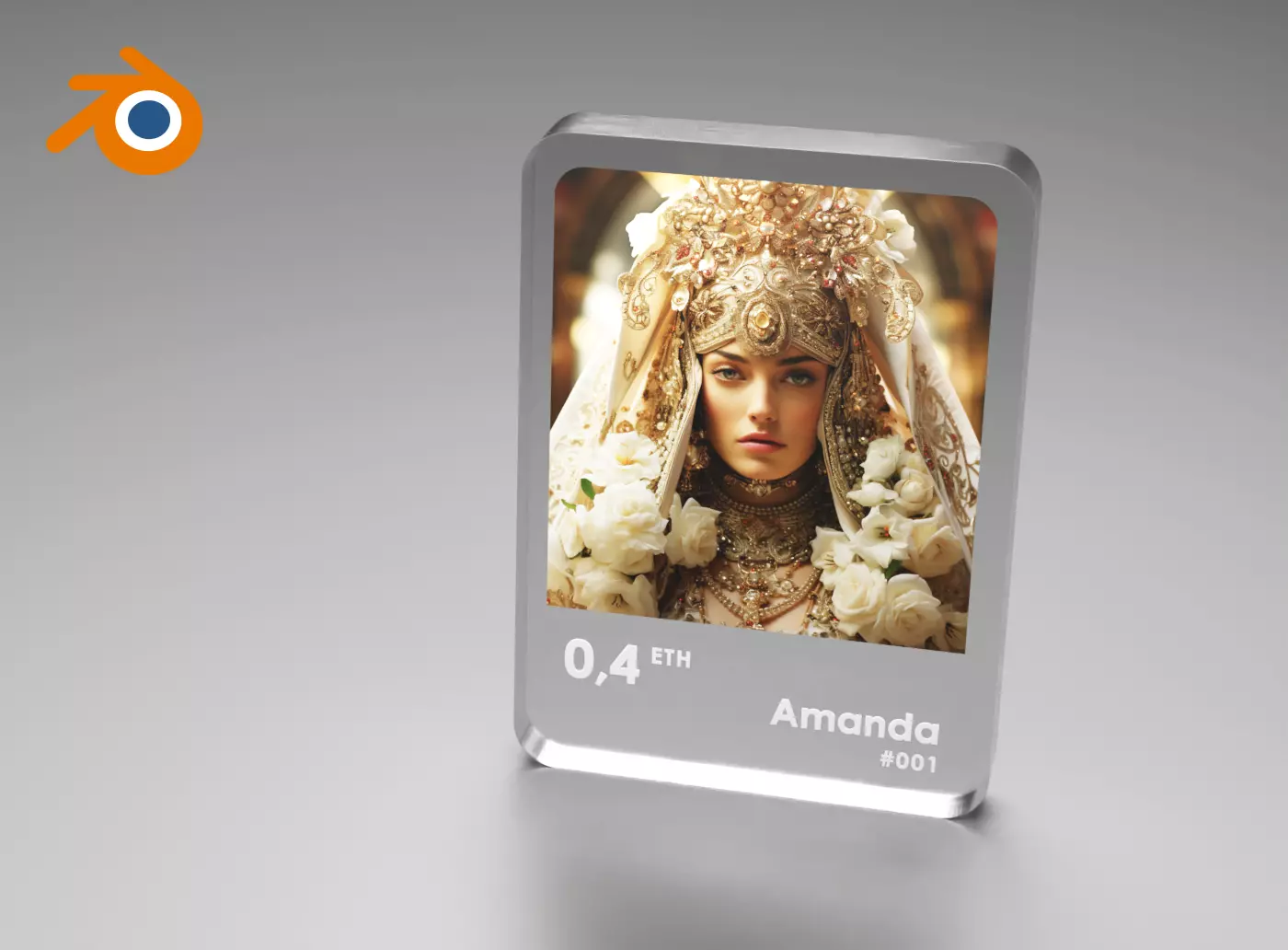 3D Glass card Blender template for AI art cycles render 3D model_0