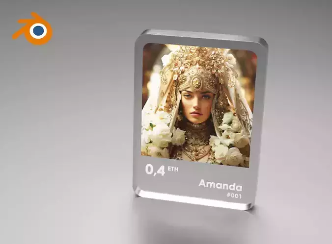 3D Glass card Blender template for AI art cycles render 3D model