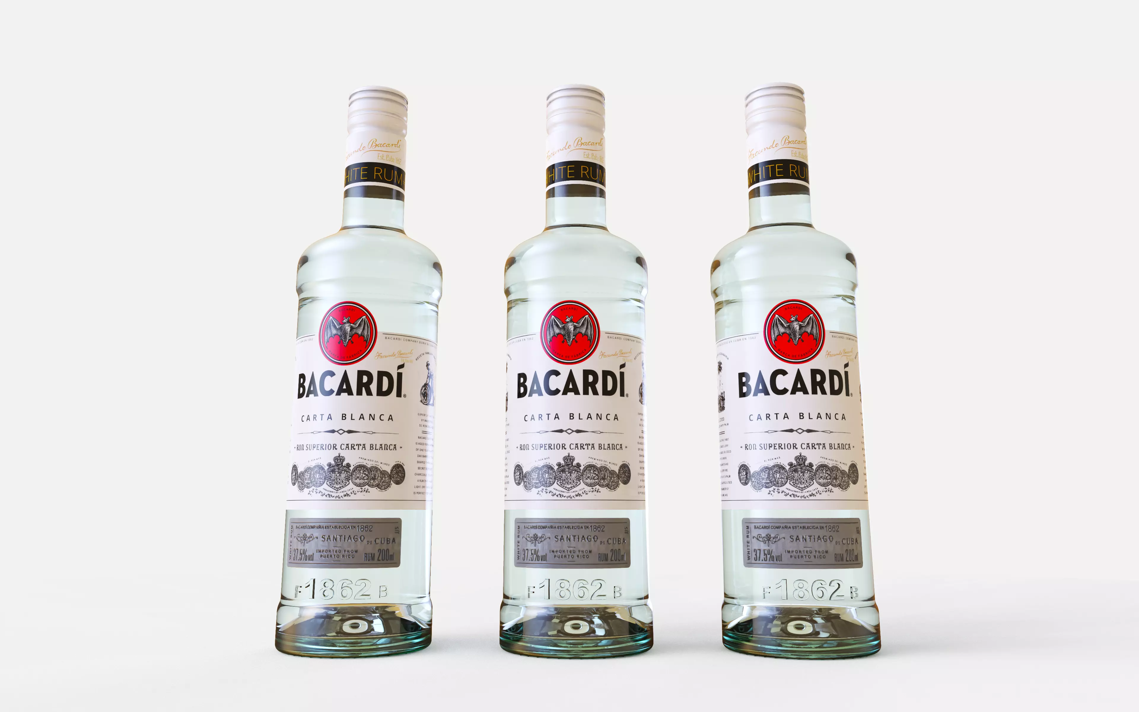 Rum Glass Bottle Bacardi Free 3D model