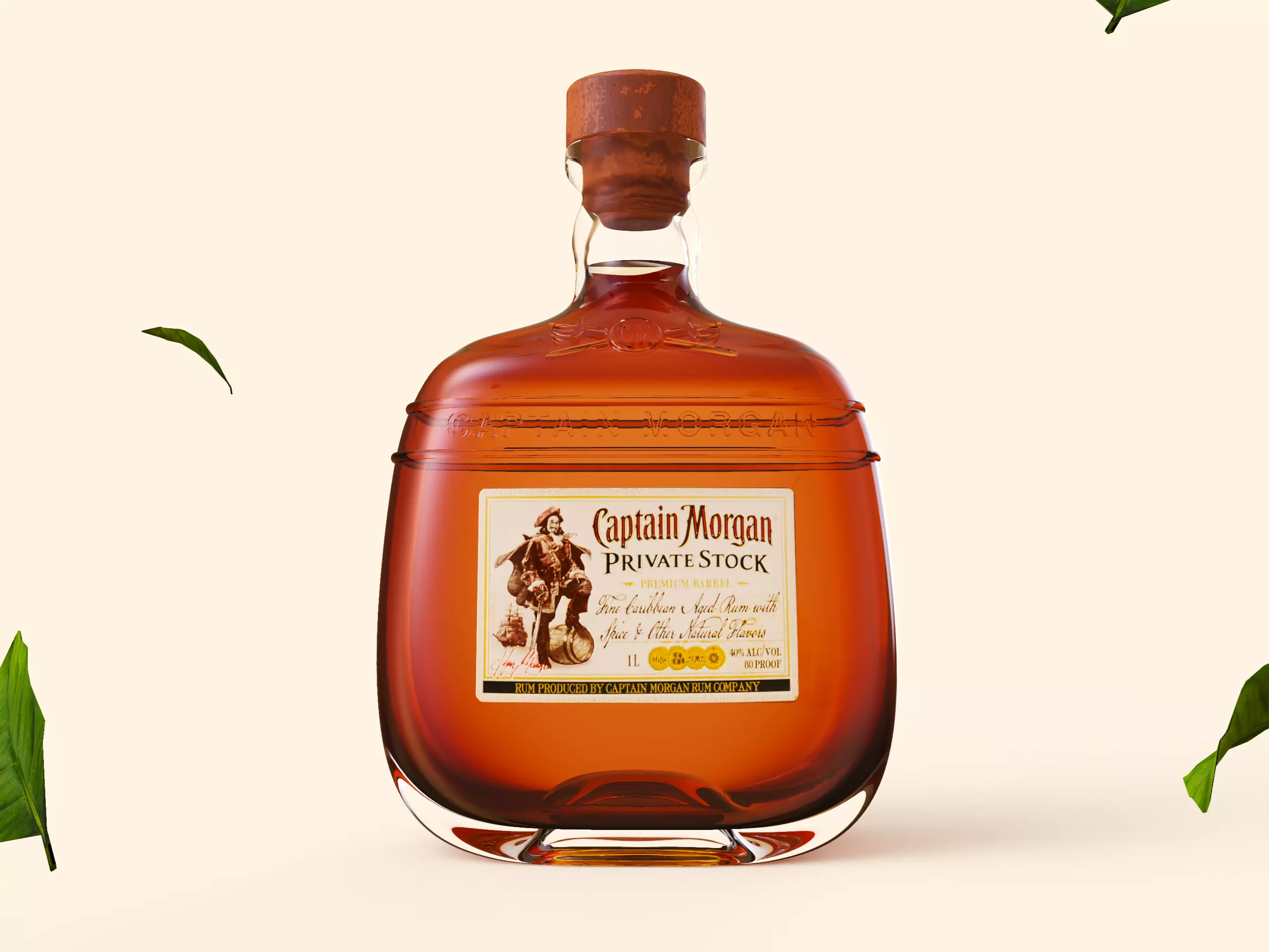 Rum Glass bottle Captain Morgan Free 3D model