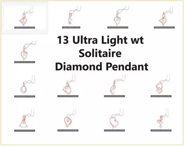 13 Ultra Light wt Solitaire Diamond Pendant 3dm stl renders 3D Model Collection