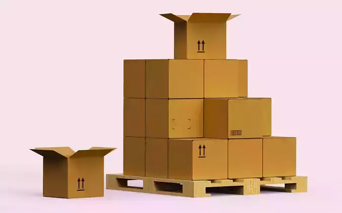 Wooden Pallet with cardboard boxes