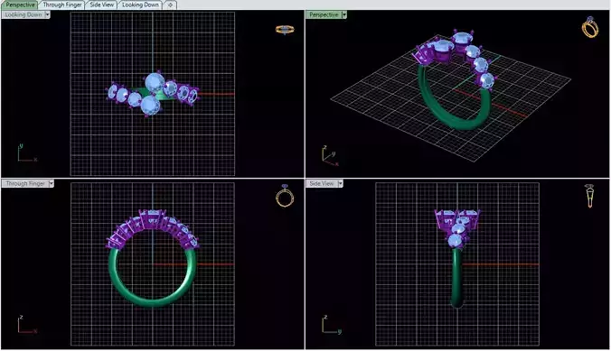 bypass ring eight stone 3dmodel 3D print model