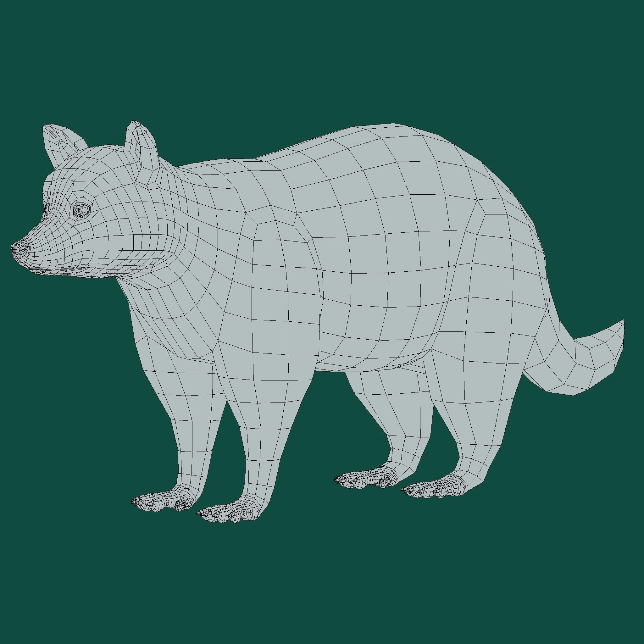 Common Raccoon Dog Animal Low-poly 3D model_20