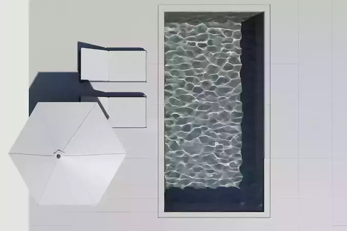 Swimming pool sunbed beach umbrella