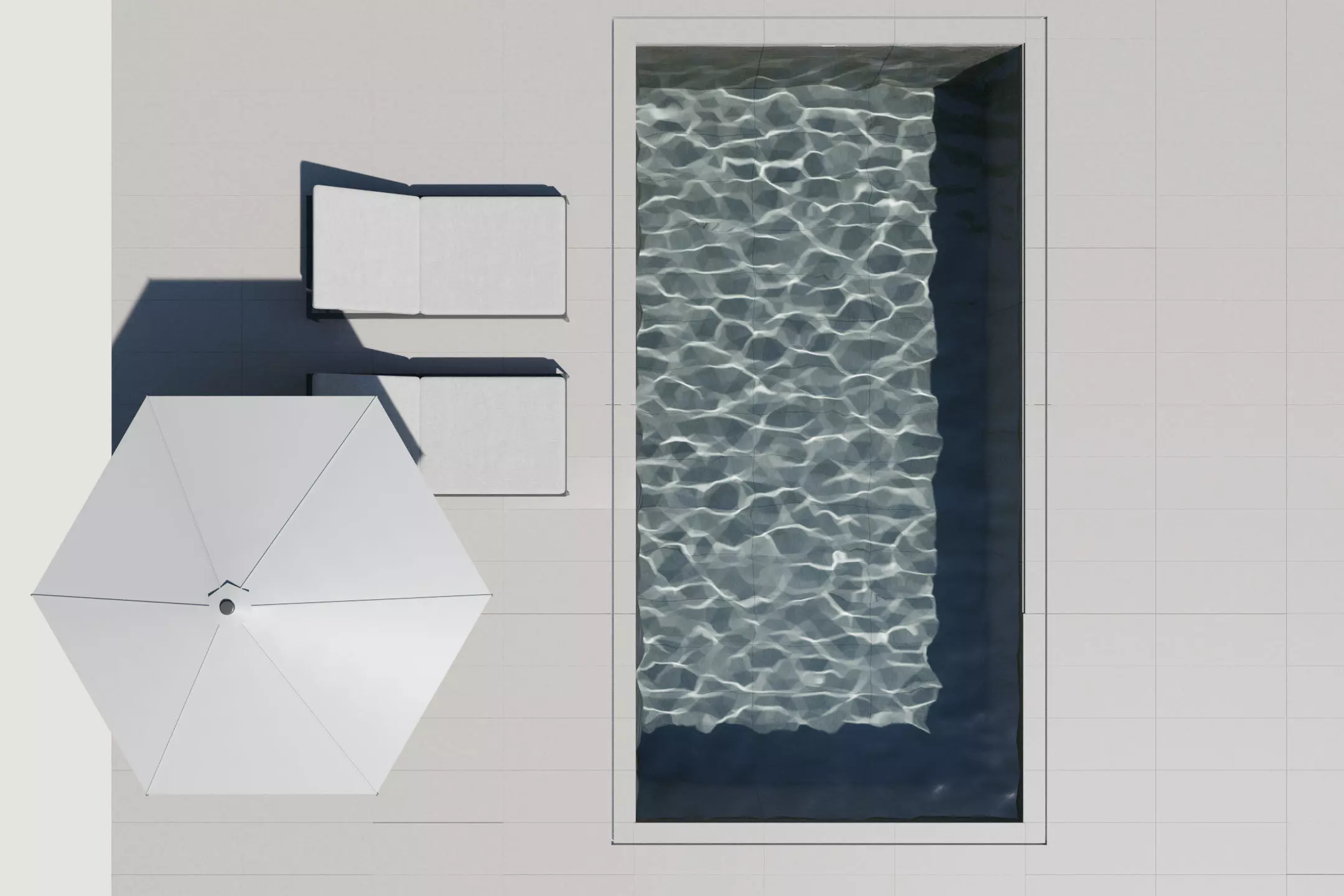 Swimming pool sunbed beach umbrella 3D model