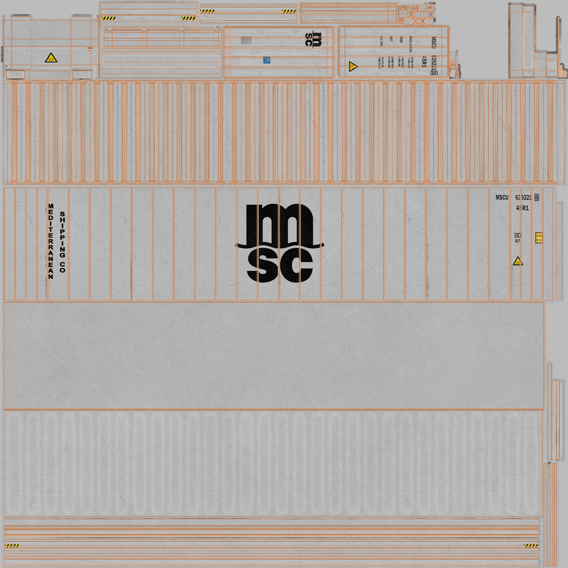 40ft  MSC Container Reefer CARRIER  3D model_9