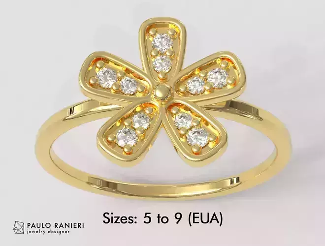 Flower Diamond Ring 3D print model