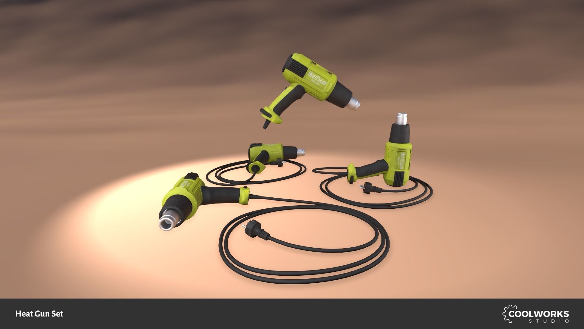 Heat Gun Set Low-poly 3D model_6