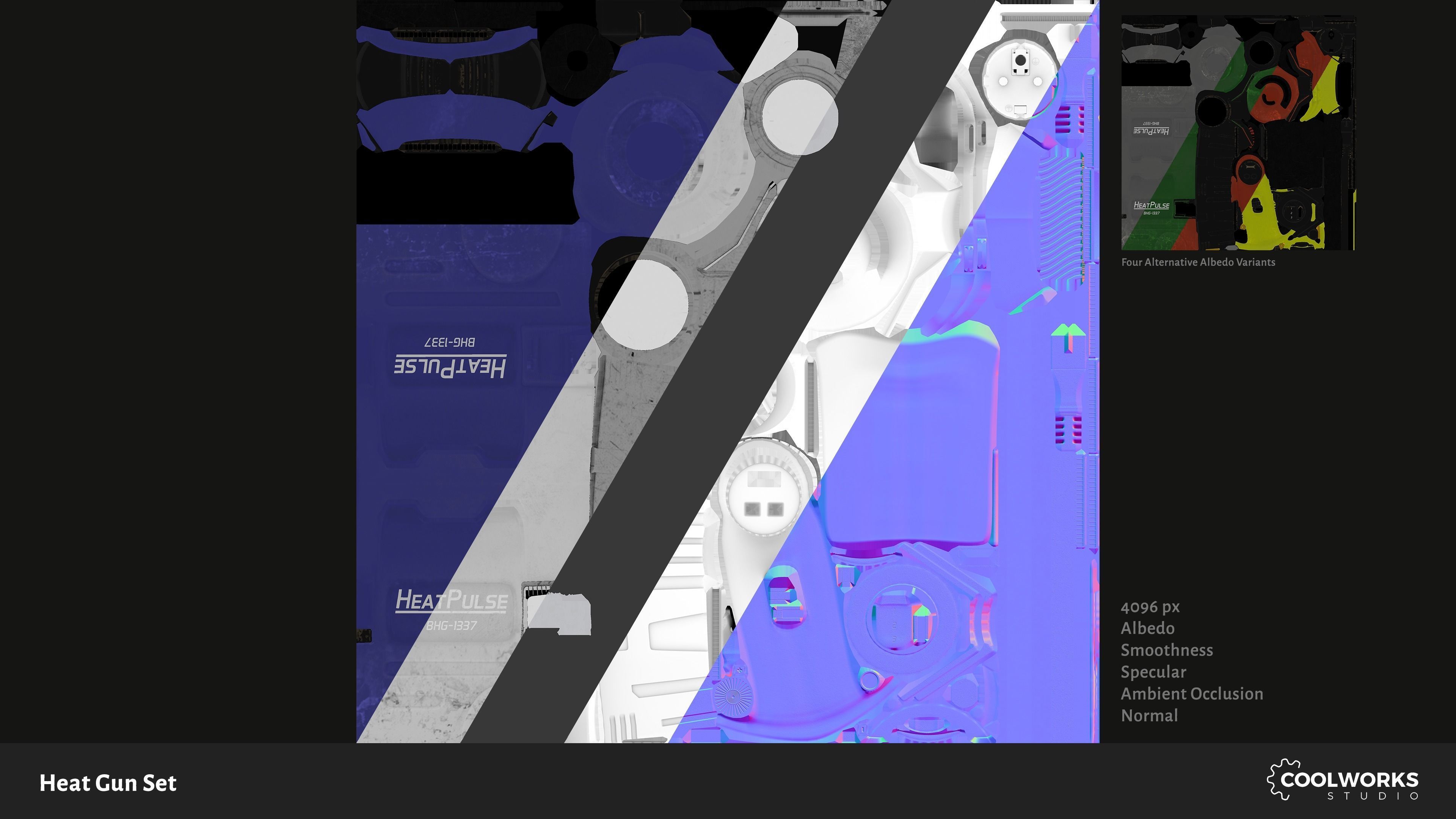 Heat Gun Set Low-poly 3D model_12