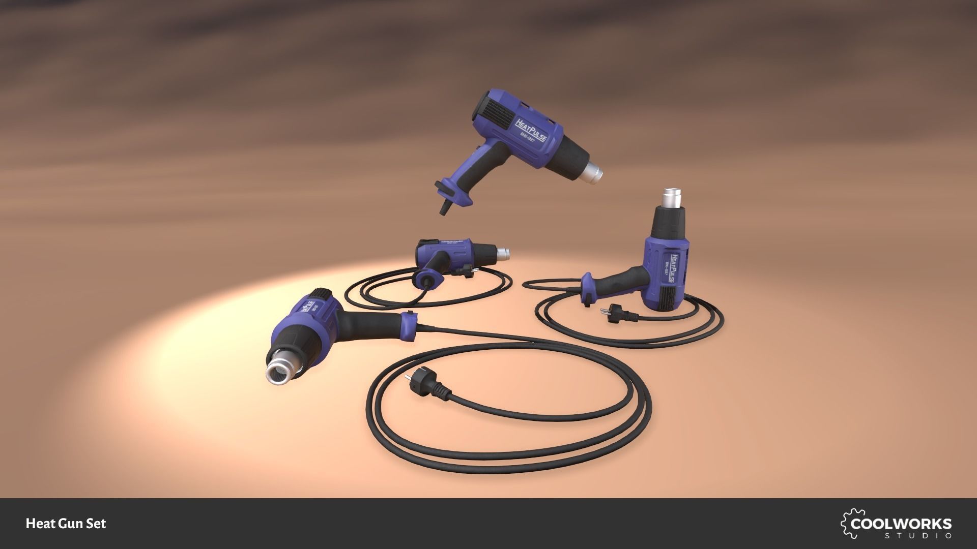 Heat Gun Set Low-poly 3D model_3