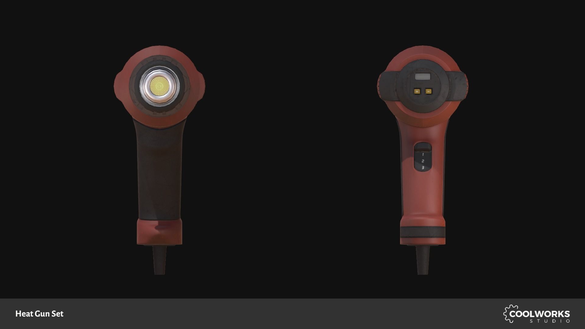 Heat Gun Set Low-poly 3D model_10