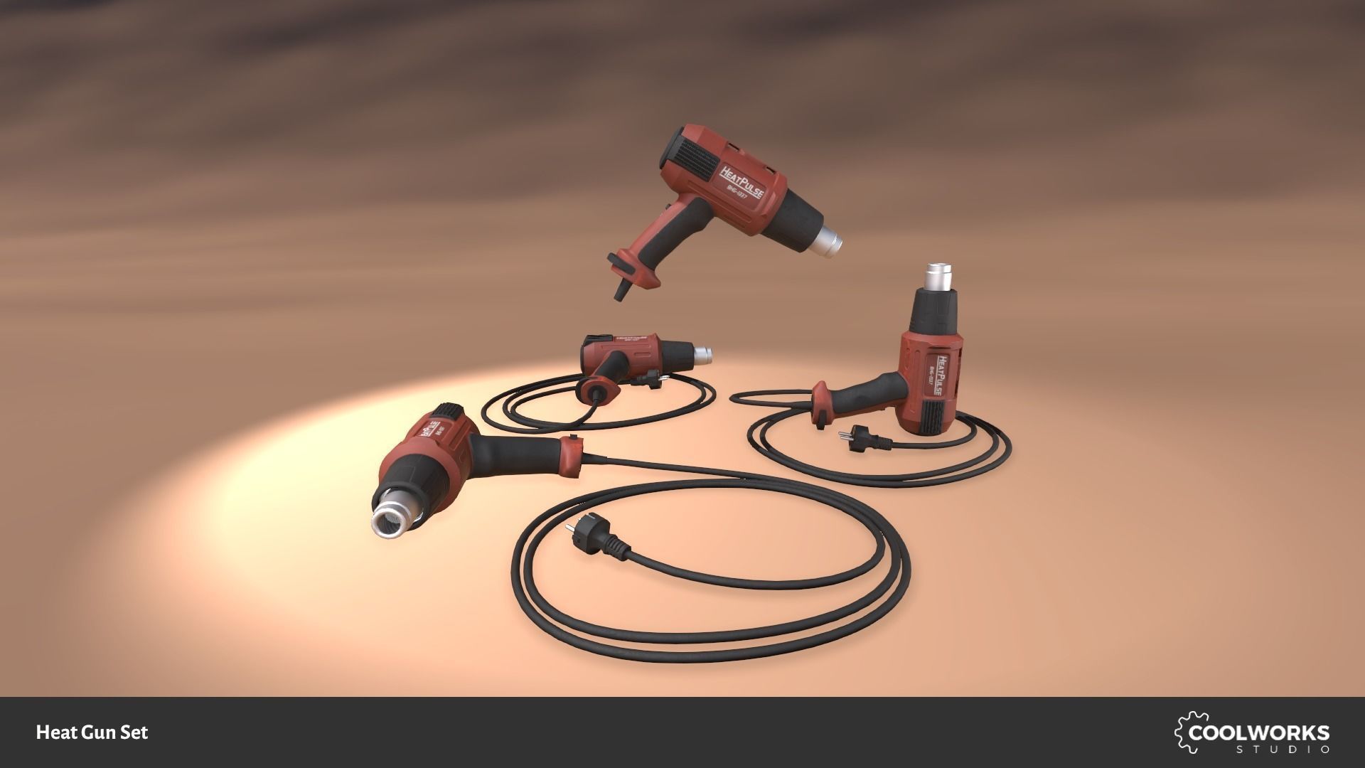 Heat Gun Set Low-poly 3D model_7
