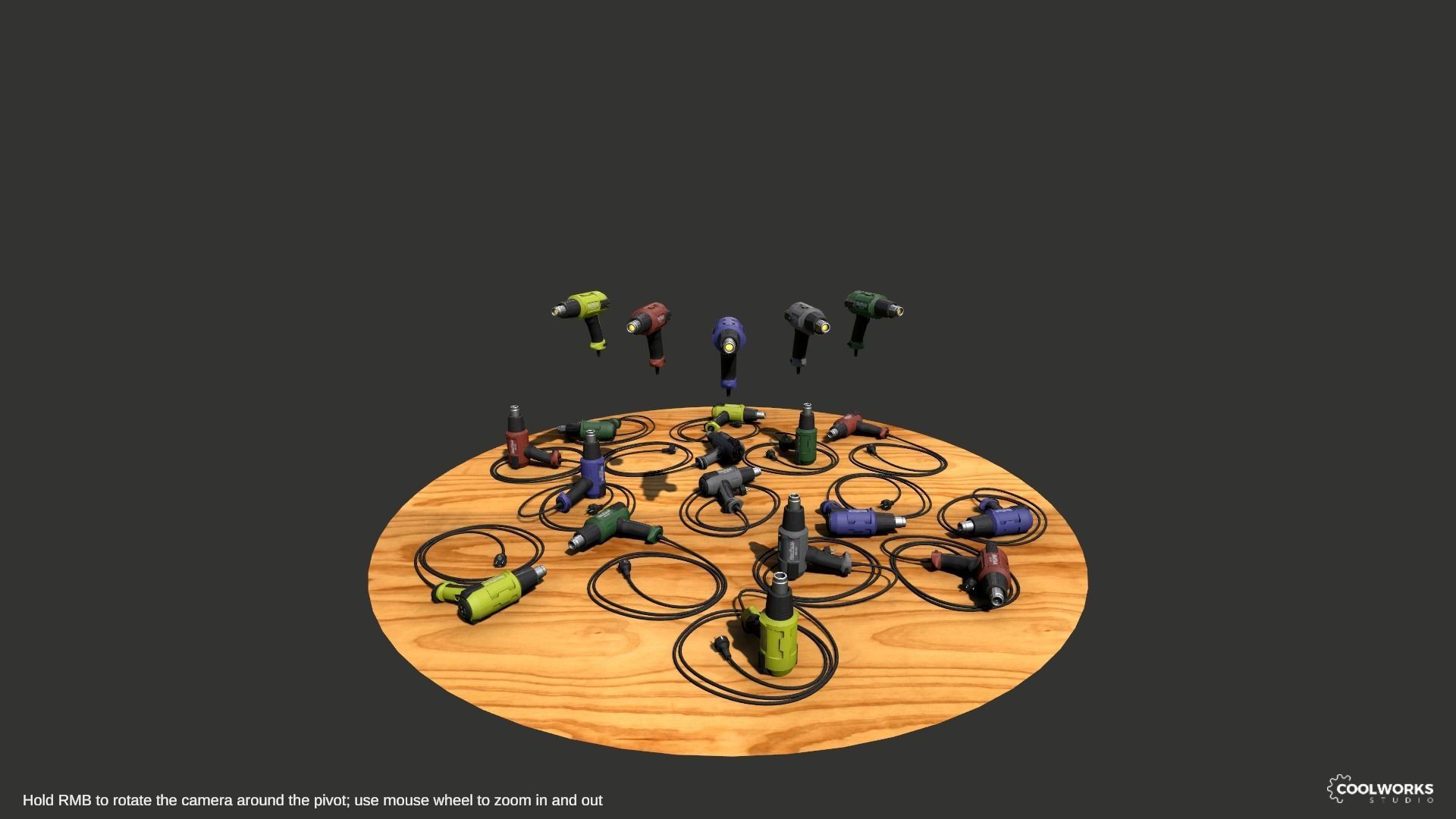 Heat Gun Set Low-poly 3D model_14