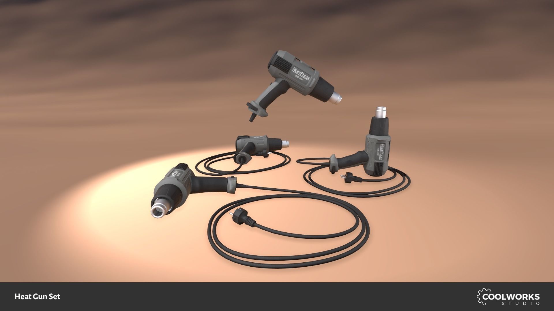 Heat Gun Set Low-poly 3D model_5