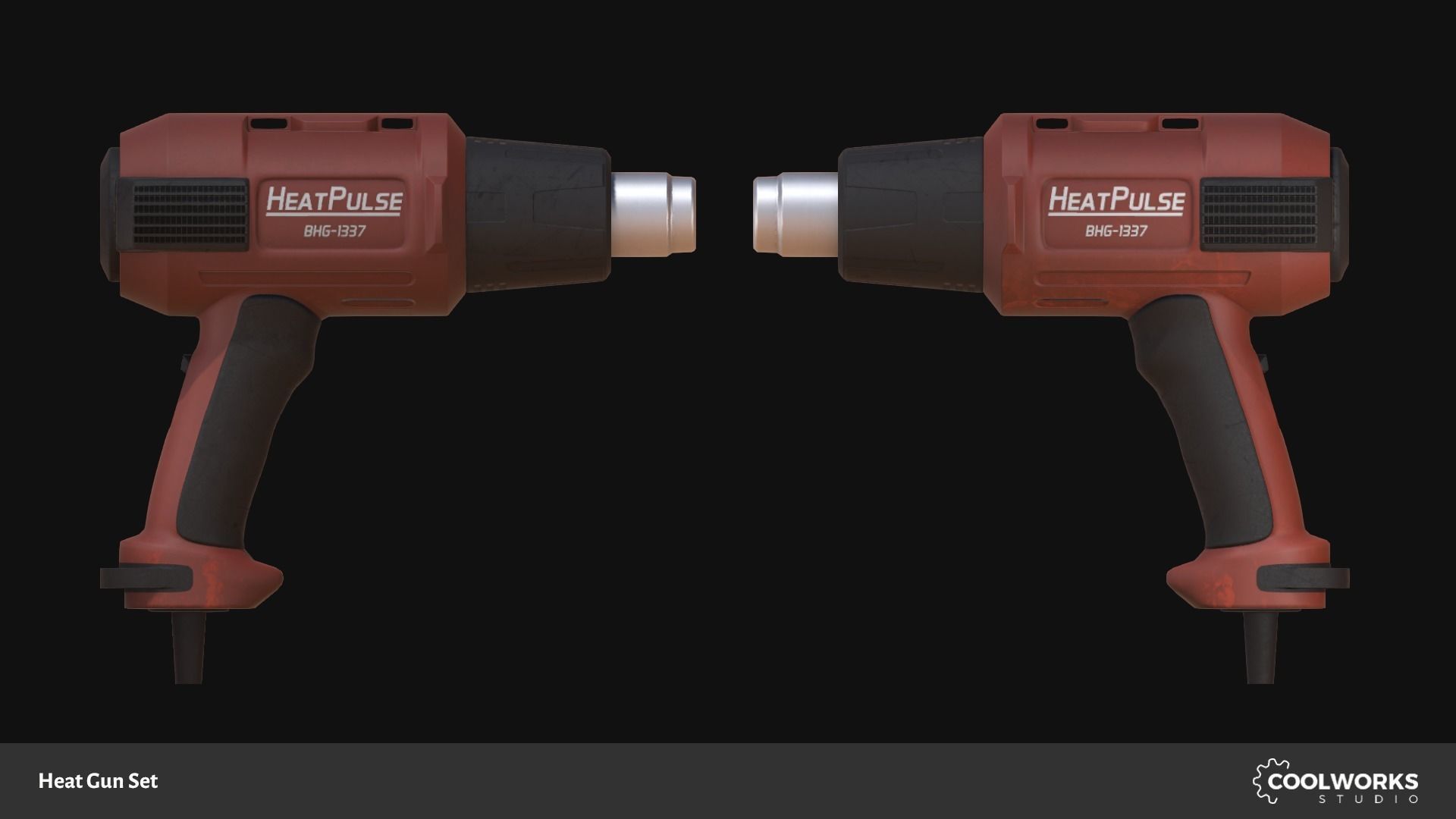 Heat Gun Set Low-poly 3D model_9