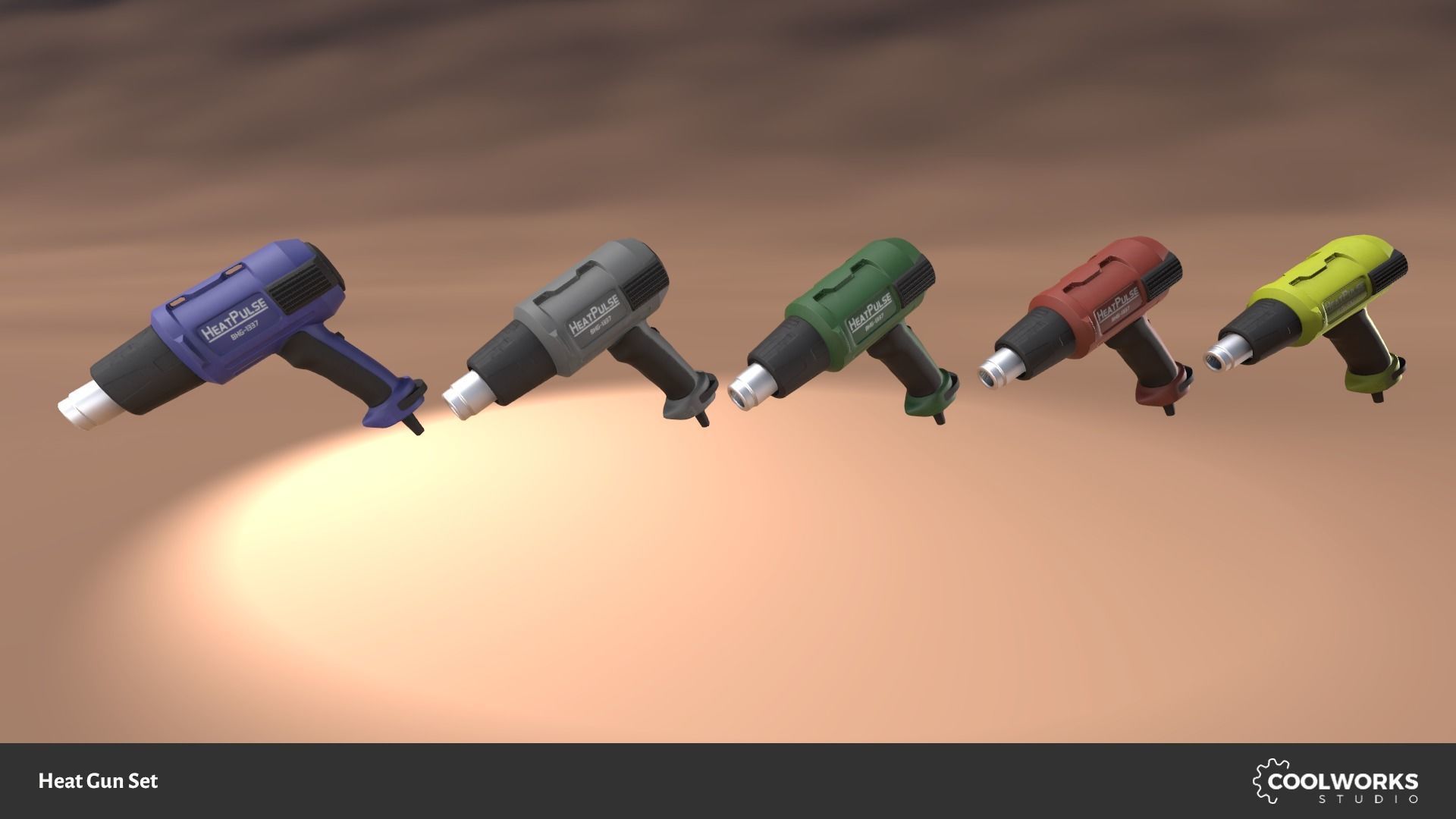 Heat Gun Set Low-poly 3D model_1