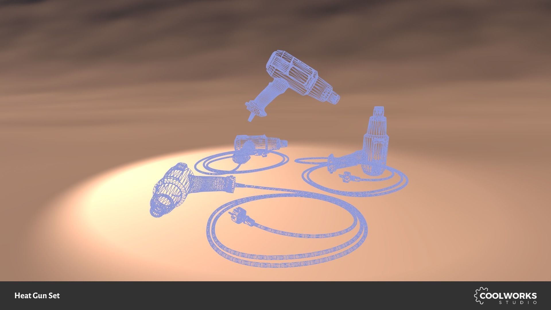 Heat Gun Set Low-poly 3D model_8