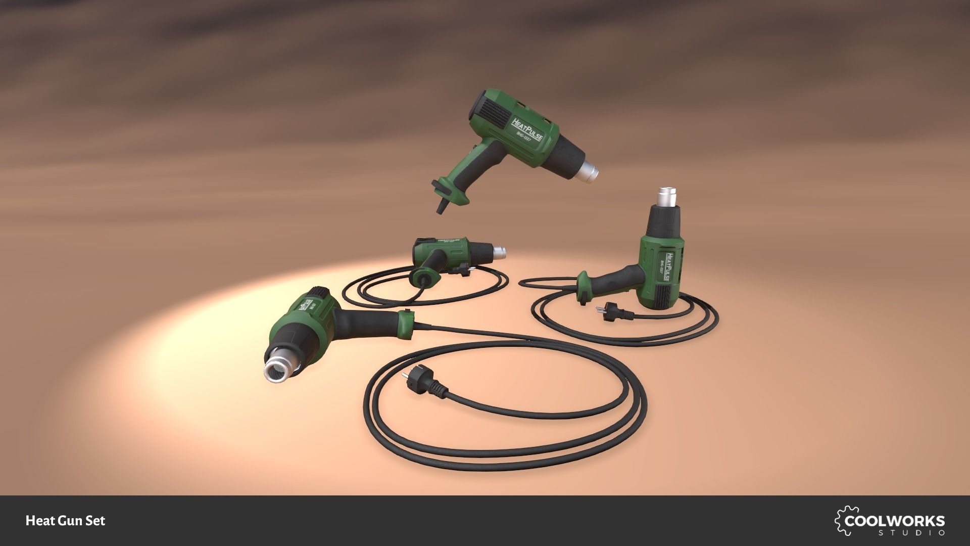 Heat Gun Set Low-poly 3D model_4