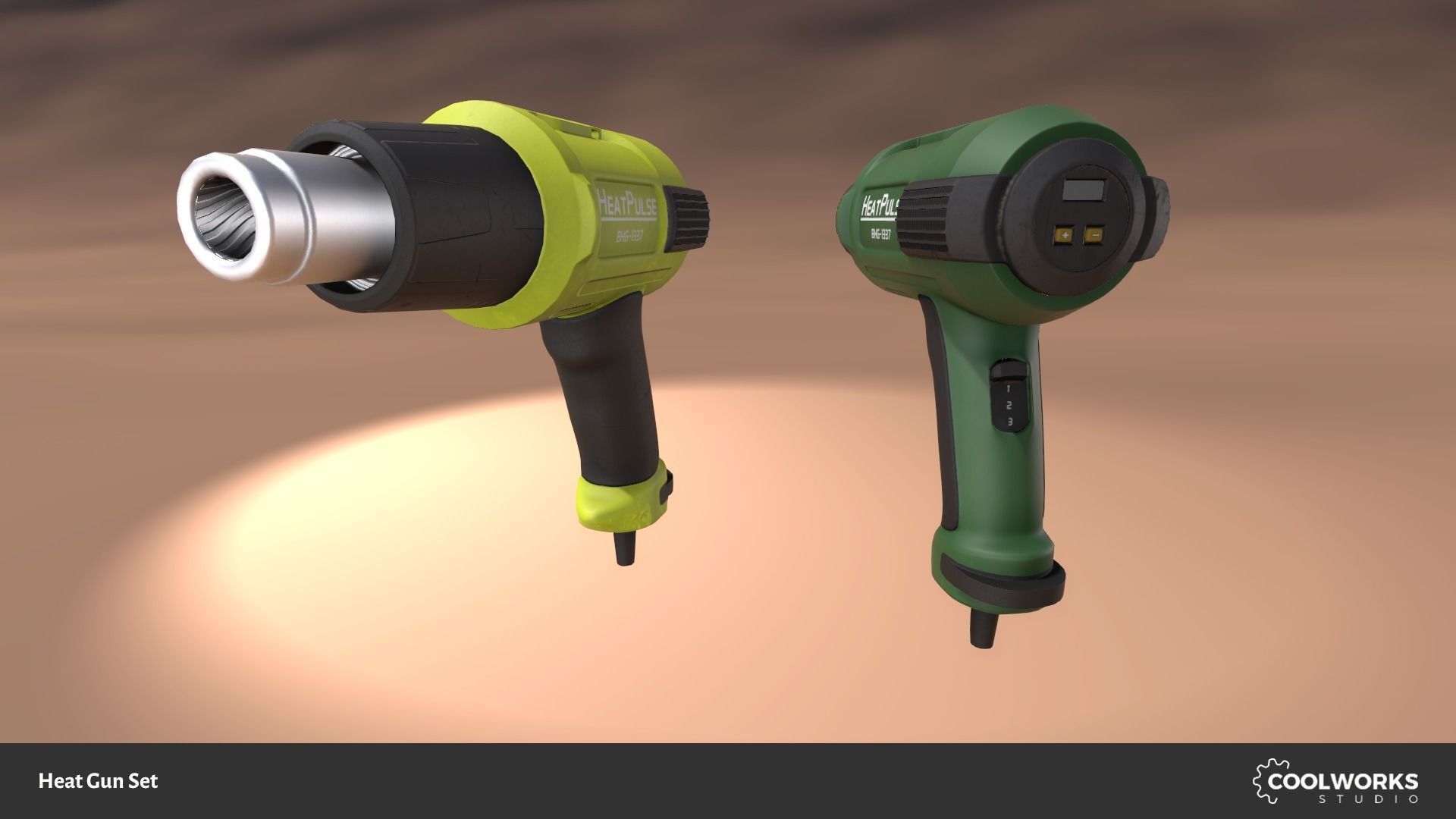 Heat Gun Set Low-poly 3D model_2