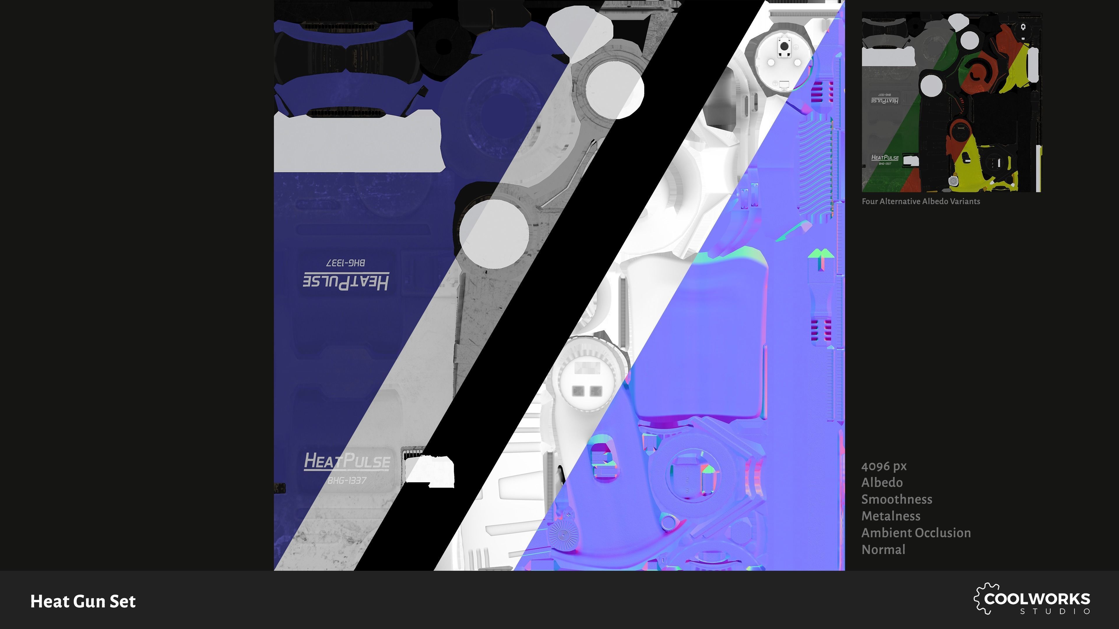 Heat Gun Set Low-poly 3D model_13