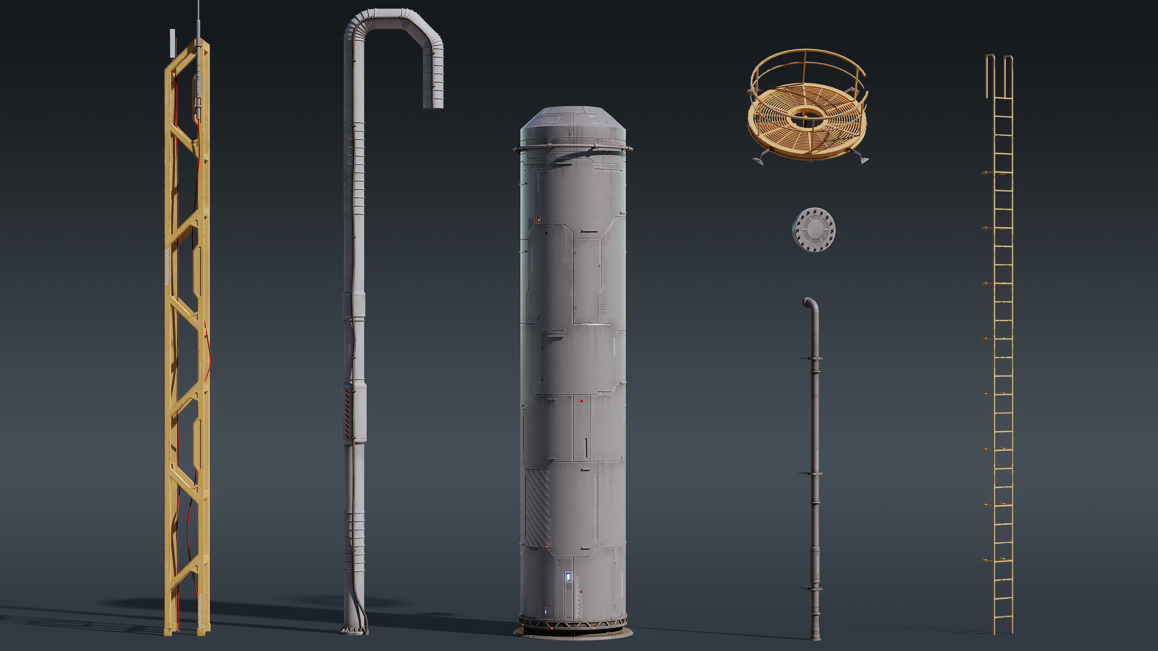 Sci-Fi Building 003 Industry-PBR Low-poly 3D model_3