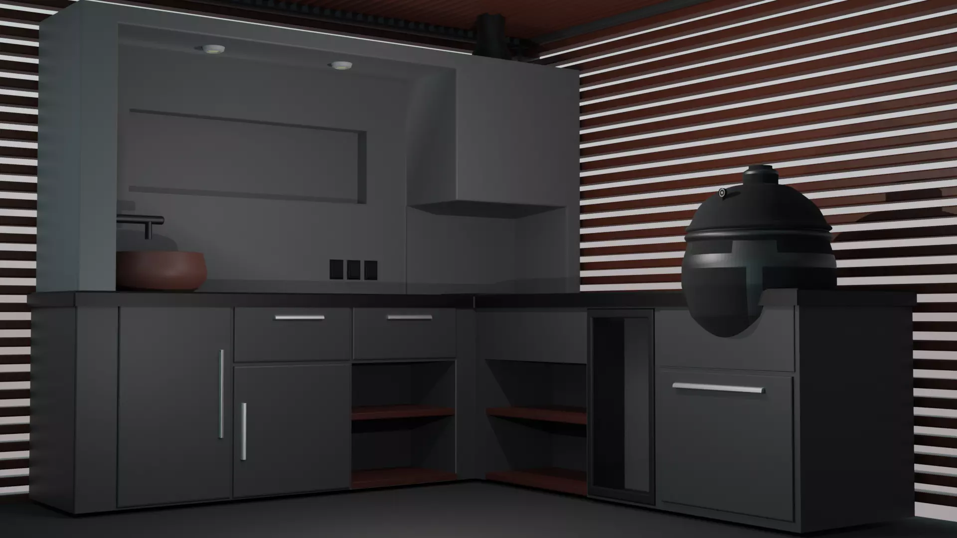 outdoor kitchen Low-poly 3D model_0