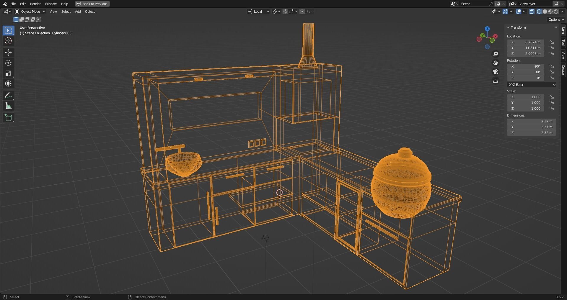 outdoor kitchen Low-poly 3D model_1