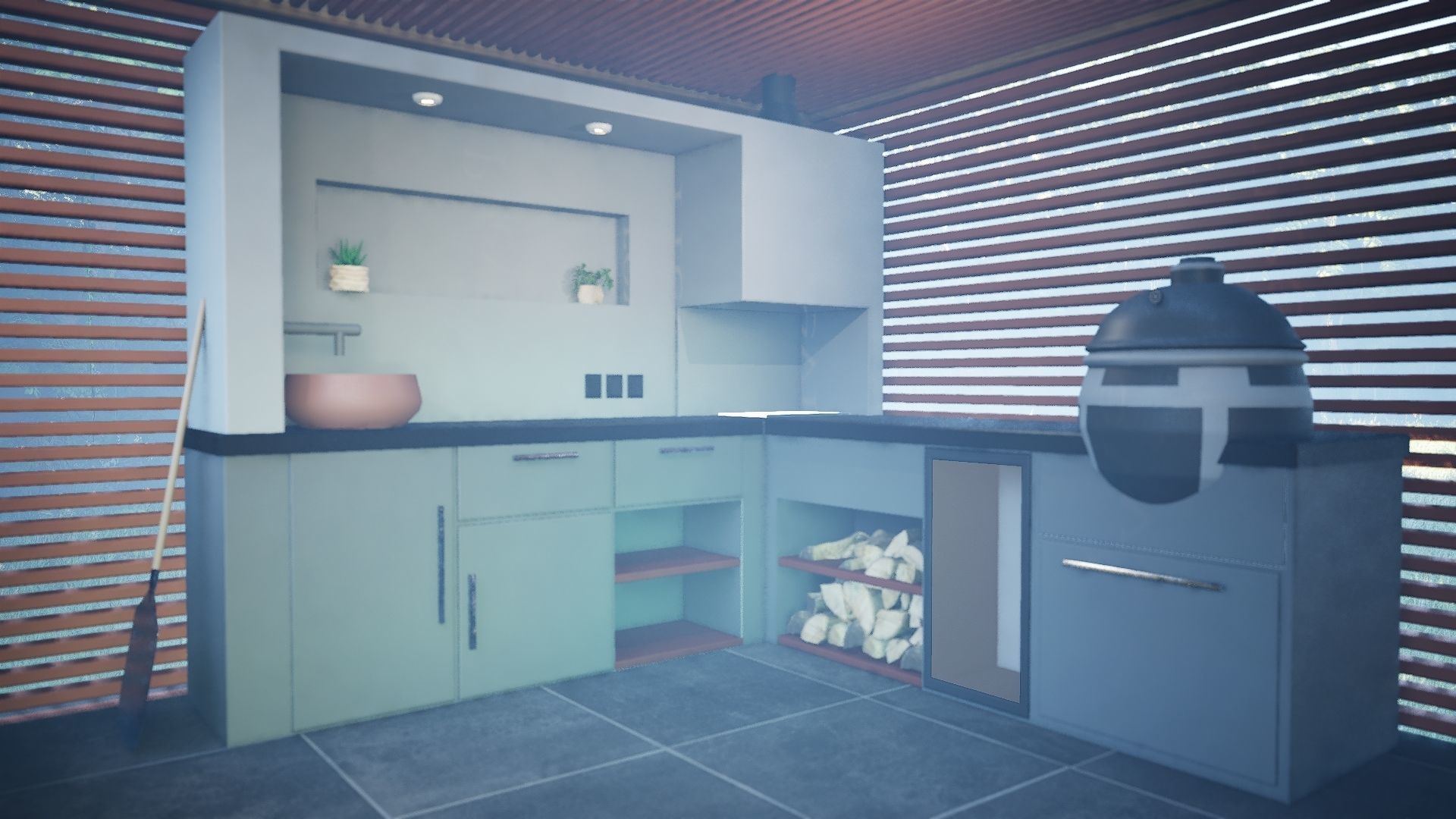 outdoor kitchen Low-poly 3D model_2