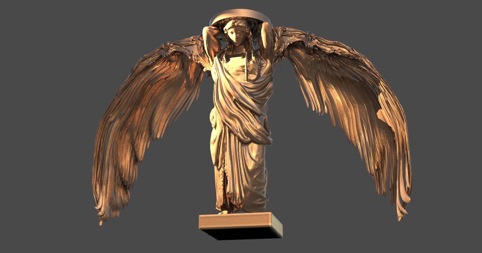 Greek Sculpted statue Winged pillar  3D model_1