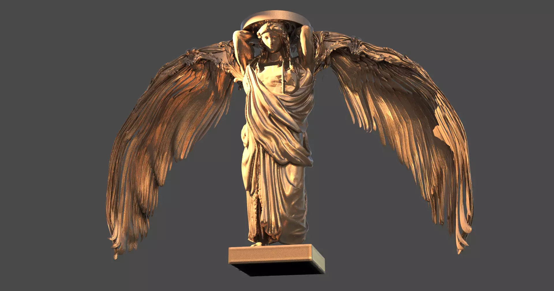 Greek Sculpted statue Winged pillar  3D model_0