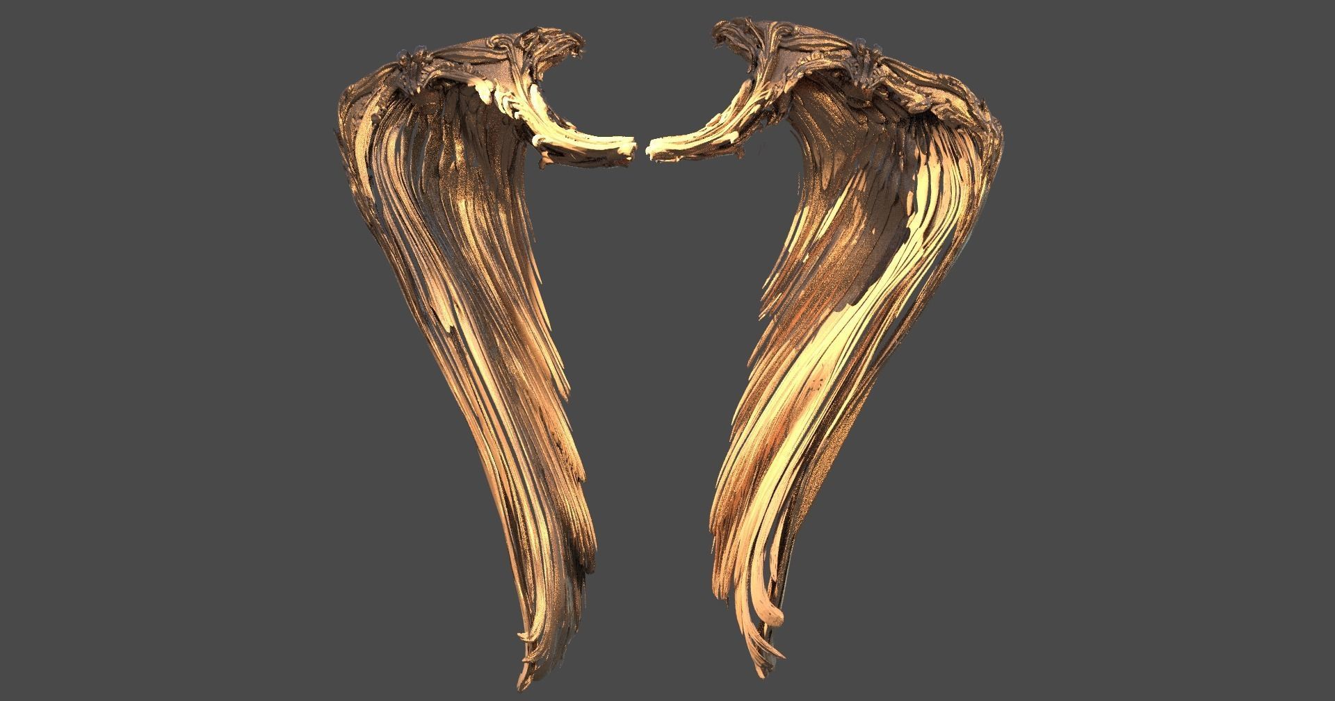 Golden Delphi Wings 3D model_2