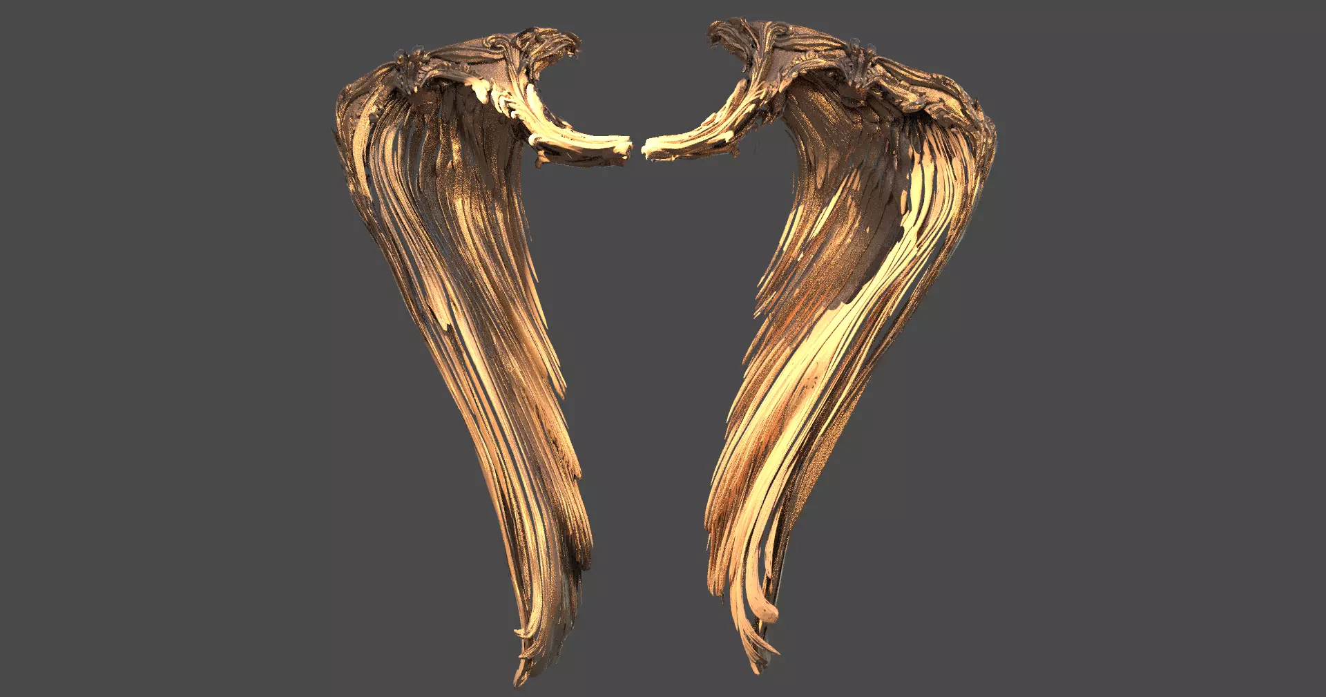 Golden Delphi Wings 3D model_0