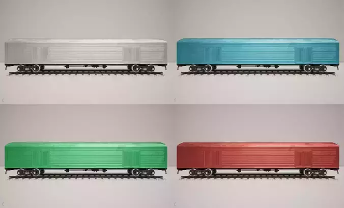 Animated game-ready Boxcar Low-poly 3D model