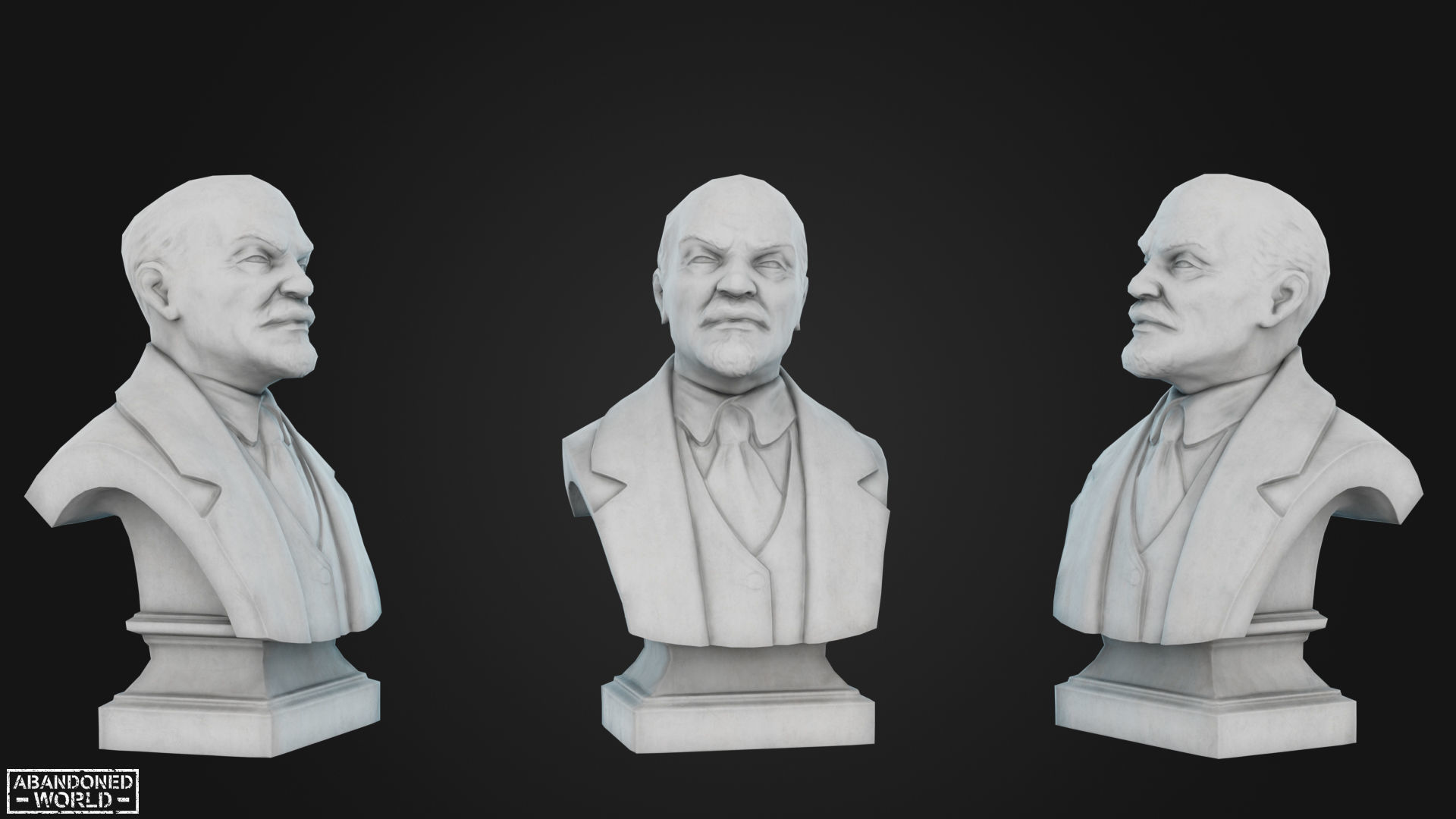 Lenin Bust Low-poly 3D model_7