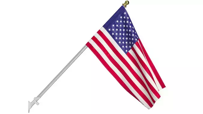 American Flag with Wall Mount Pole