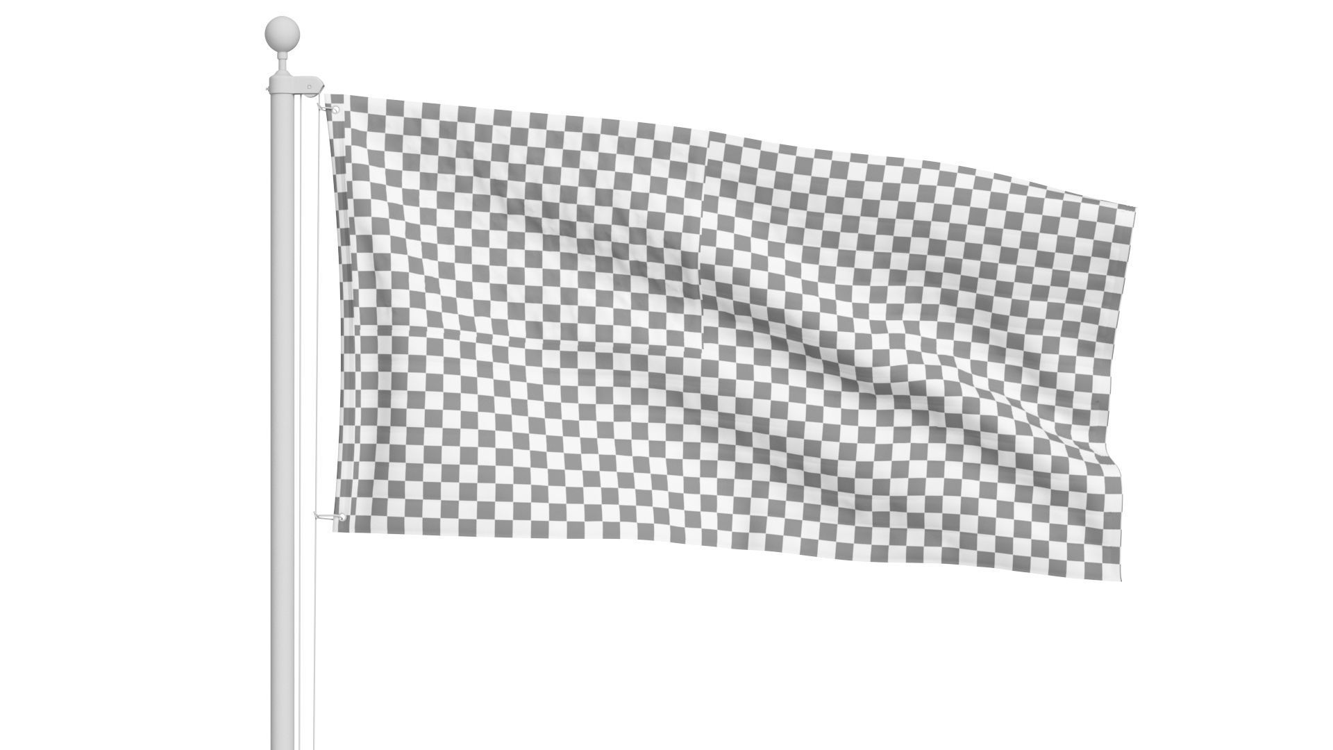 USA Flag on High Flagpole 3D model_13