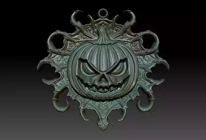 Halloween Pumpkin Bas Relief Pendant 12 231016 3D print model