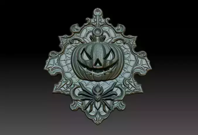 Halloween Pumpkin Bas Relief Pendant 11 231016 3D print model