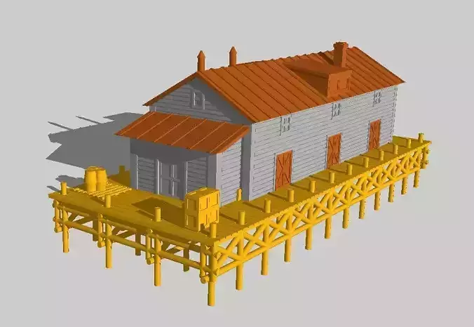 Waterfront Dockside Warehouse by Outland Models 3D Printable 3D print model