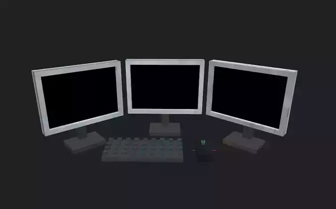 THREE SCREEN DESKTOP PC V1 for 3d animations