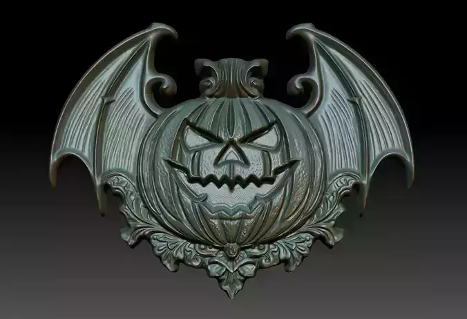 Halloween Pumpkin Bas Relief Pendant 09 231016 3D print model