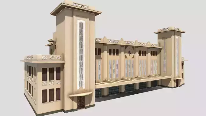 Railway Station Low-poly 3D model